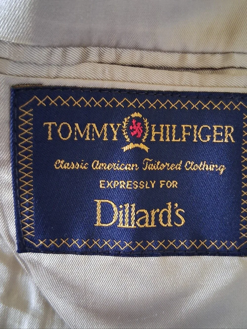 Tommy Hilfiger Men's Brown Blue Houndstooth Sport Coat Blazer 41R Vintage Wool